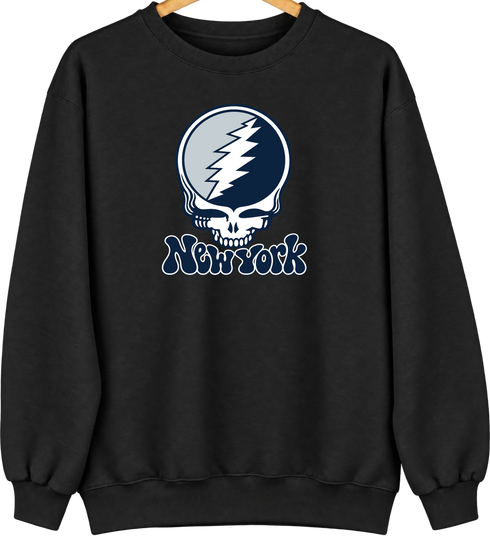 New York Baseball Stealie Grateful Dead Crewneck — New York Yankees — Black