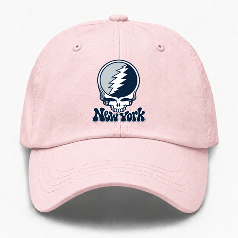 New York Baseball Stealie Grateful Dead Dad Hat — New York Yankees — Pink