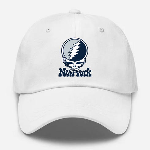 New York Baseball Stealie Grateful Dead Dad Hat — New York Yankees — White