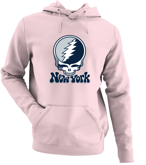 New York Baseball Stealie Grateful Dead Hoodie — New York Yankees — Light Pink