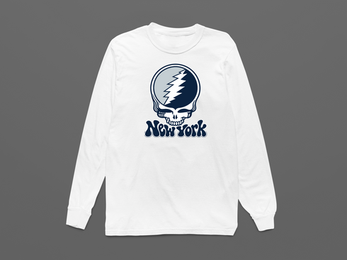 New York Baseball Stealie Grateful Dead Long-Sleeve — New York Yankees — White