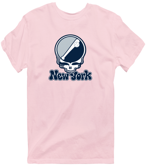New York Baseball Stealie Grateful Dead T-Shirt — New York Yankees — Light Pink
