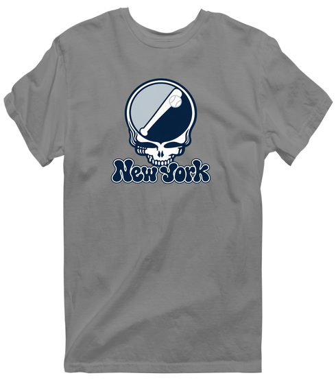New York Baseball Stealie Grateful Dead T-Shirt — New York Yankees — Dark Heather