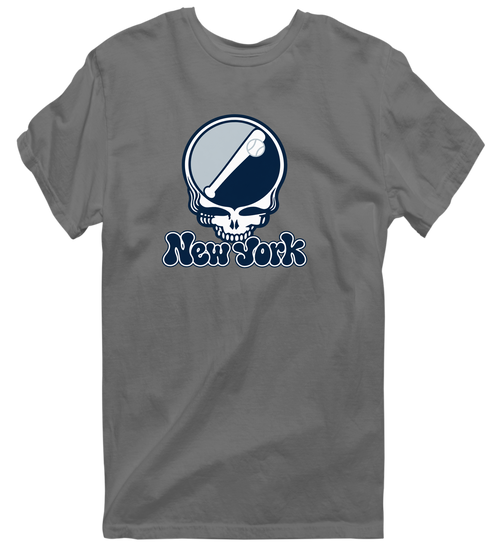 New York Baseball Stealie Grateful Dead T-Shirt — New York Yankees — Charcoal