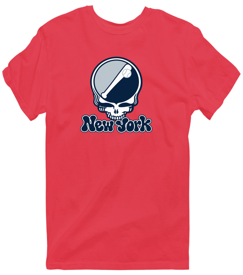 New York Baseball Stealie Grateful Dead T-Shirt — New York Yankees — Heather Red