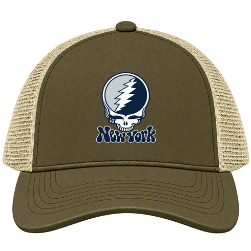 New York Baseball Stealie Grateful Dead Trucker Cap — New York Yankees — Moss/Khaki