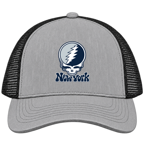 New York Baseball Stealie Grateful Dead Trucker Cap — New York Yankees — Heather Grey/Black