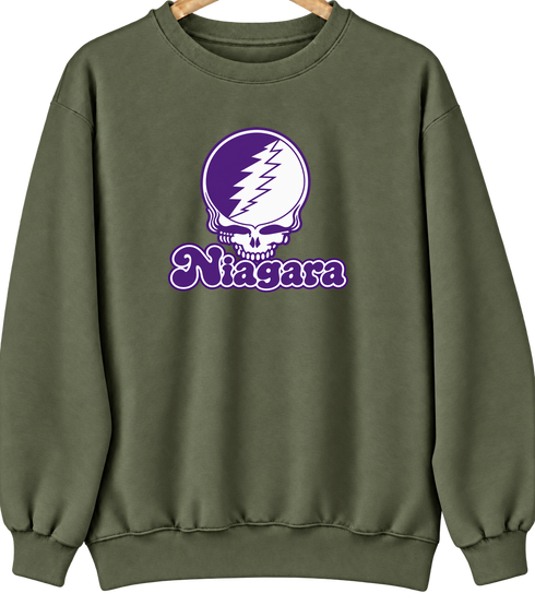 Niagara Stealie Premium Unisex Crewneck — Design: Niagara University — Military Green