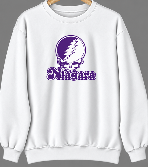 Niagara Stealie Premium Unisex Crewneck — Design: Niagara University — White