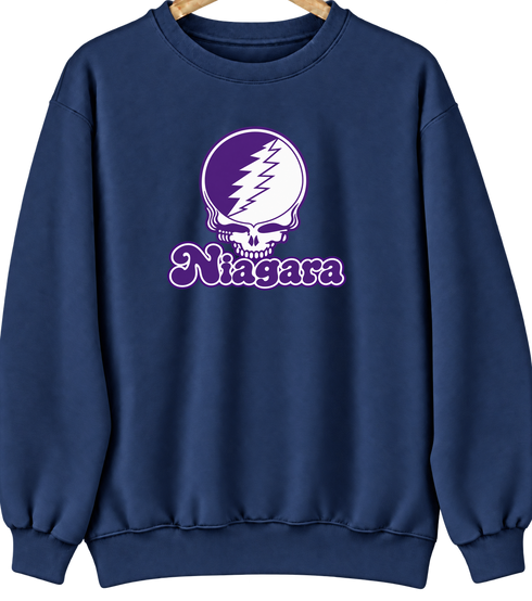 Niagara Stealie Premium Unisex Crewneck — Design: Niagara University — Navy