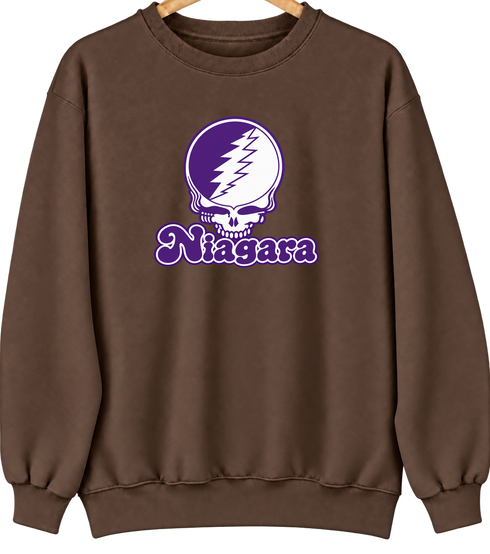 Niagara Stealie Premium Unisex Crewneck — Design: Niagara University — Brown