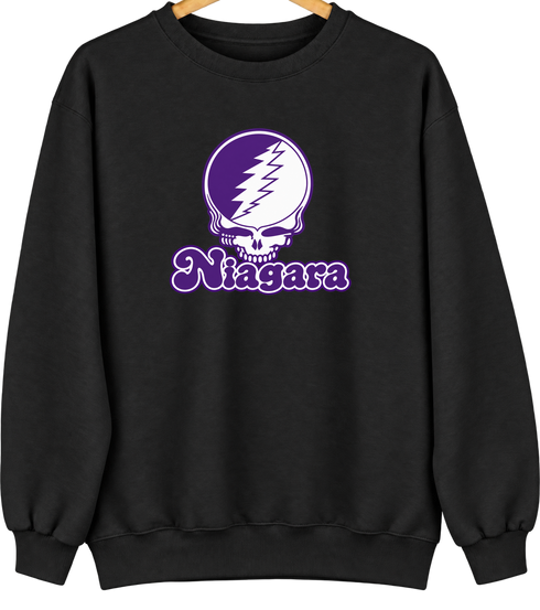 Niagara Stealie Premium Unisex Crewneck — Design: Niagara University — Black