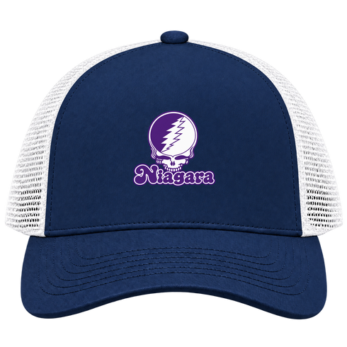 Niagara Stealie Premium Unisex Trucker Cap — Design: Niagara University — Navy/White