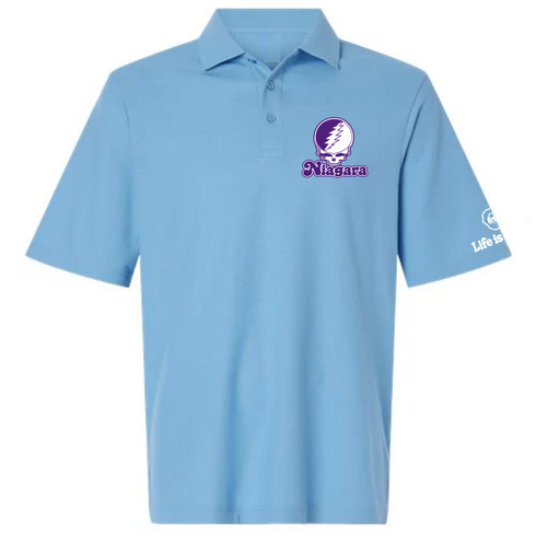 Niagara Stealie Premium Unisex Polo — Design: Niagara University — Blue