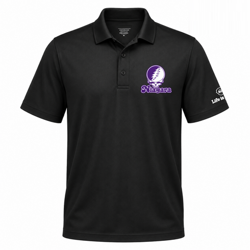 Niagara Stealie Premium Unisex Polo — Design: Niagara University — Black