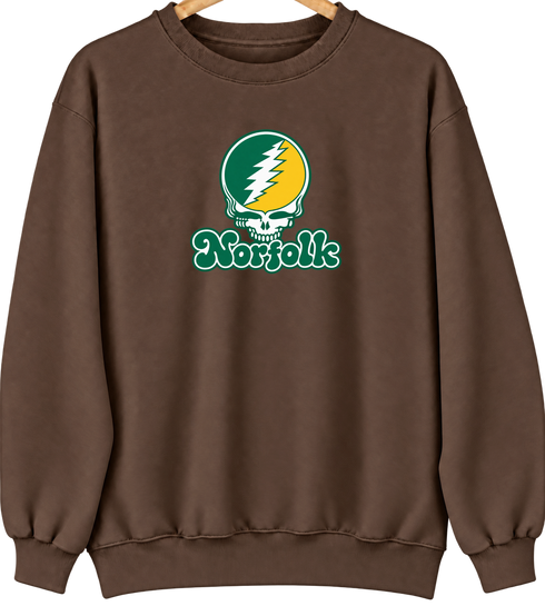 Norfolk Stealie Premium Unisex Crewneck — Design: Norfolk State University — Brown