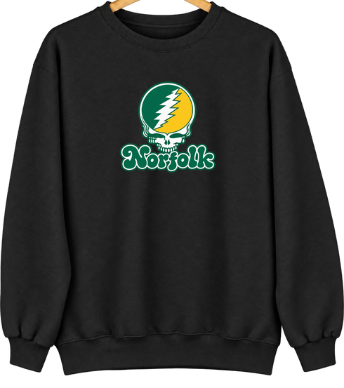 Norfolk Stealie Premium Unisex Crewneck — Design: Norfolk State University — Black