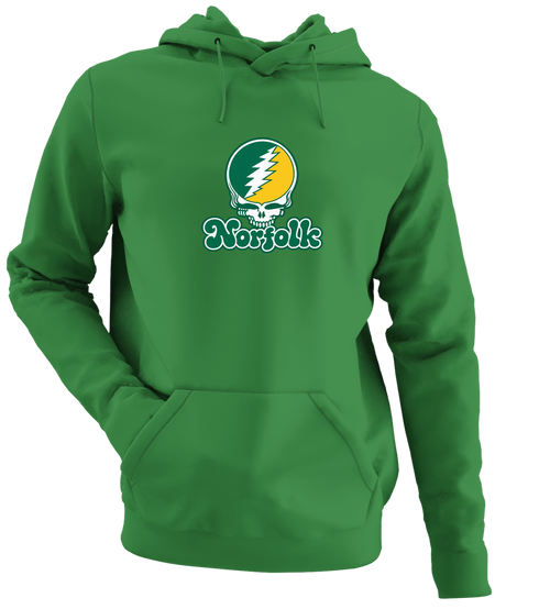 Norfolk Stealie Premium Unisex Hoodie — Design: Norfolk State University — Irish Green