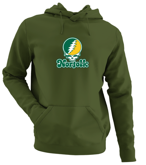 Norfolk Stealie Premium Unisex Hoodie — Design: Norfolk State University — Military Green