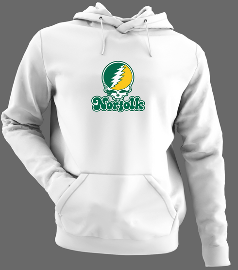 Norfolk Stealie Premium Unisex Hoodie — Design: Norfolk State University — White/Grey