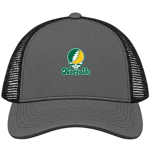 Norfolk Stealie Premium Unisex Trucker Cap — Design: Norfolk State University — Charcoal/Black