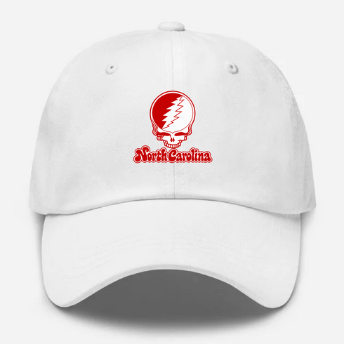 North Carolina Stealie Premium Unisex Dad Hat — Design: North Carolina State University — White