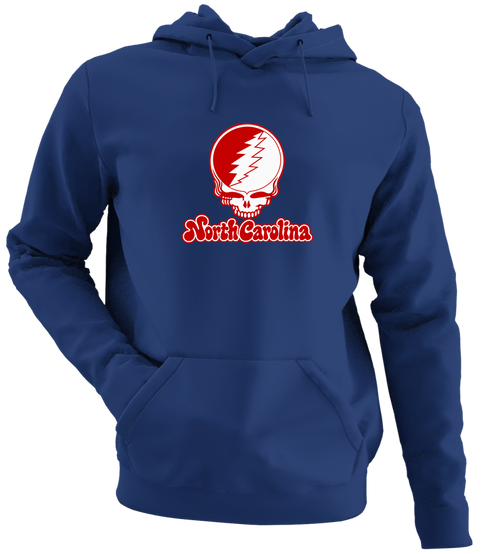 North Carolina Stealie Premium Unisex Hoodie — Design: North Carolina State University — Navy