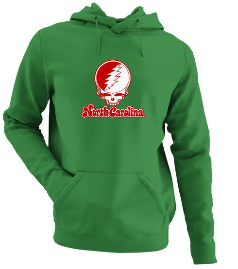 North Carolina Stealie Premium Unisex Hoodie — Design: North Carolina State University — Irish Green