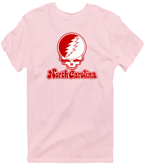 North Carolina Stealie Premium Unisex T-Shirt — Design: North Carolina State University — Light Pink