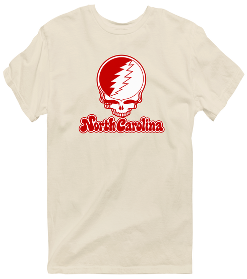 North Carolina Stealie Premium Unisex T-Shirt — Design: North Carolina State University — Sand