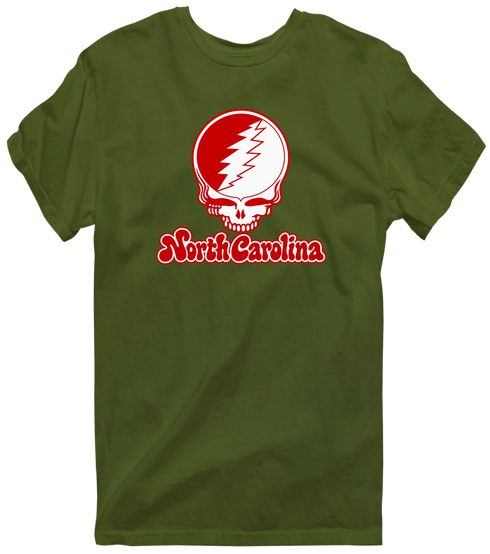 North Carolina Stealie Premium Unisex T-Shirt — Design: North Carolina State University — Military Green