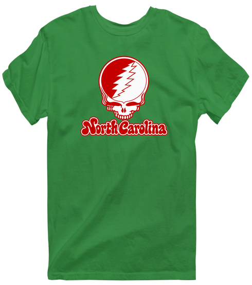 North Carolina Stealie Premium Unisex T-Shirt — Design: North Carolina State University — Irish Green