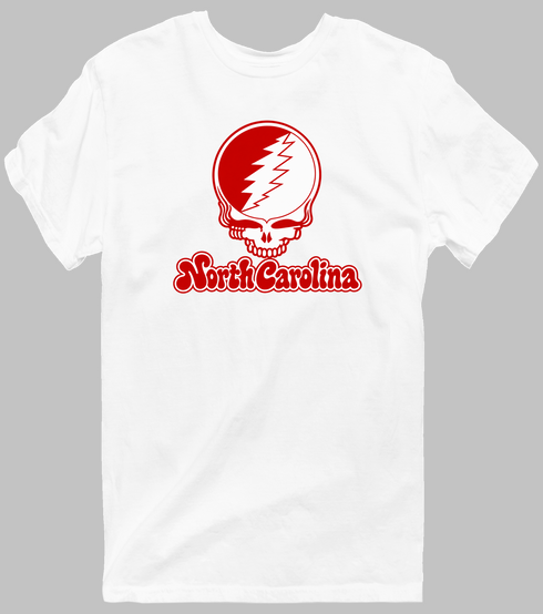 North Carolina Stealie Premium Unisex T-Shirt — Design: North Carolina State University — White