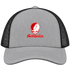 North Carolina Stealie Premium Unisex Trucker Cap — Design: North Carolina State University — Heather Grey/Black