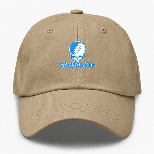 North Carolina Stealie Premium Unisex Dad Hat — Design: North Carolina University of — Khaki