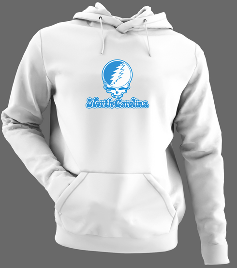 North Carolina Stealie Premium Unisex Hoodie — Design: North Carolina University of — White/Grey