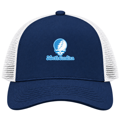 North Carolina Stealie Premium Unisex Trucker Cap — Design: North Carolina University of — Navy/White