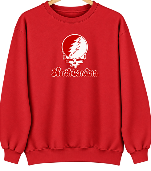 North Carolina Stealie Premium Unisex Crewneck — Design: North Carolina State University — Red