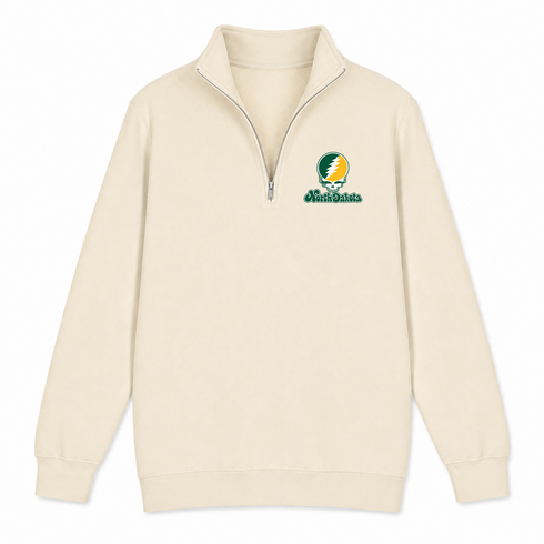 North Dakota Stealie Premium Unisex Quarter-Zip — Design: North Dakota State University — Sand