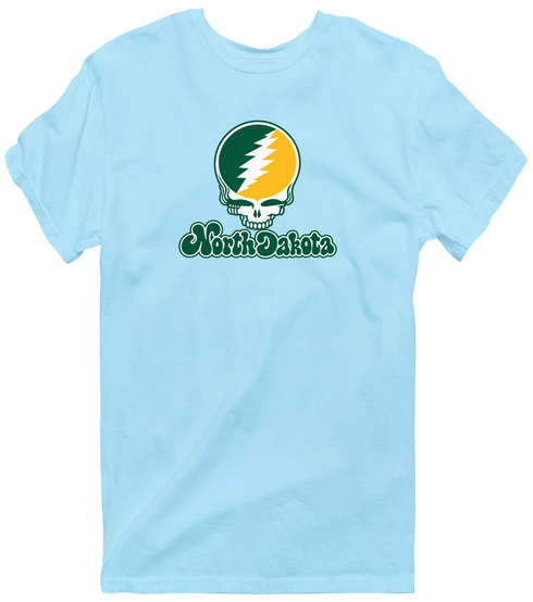 North Dakota Stealie Premium Unisex T-Shirt — Design: North Dakota State University — Light Blue