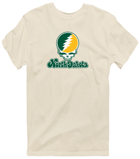 North Dakota Stealie Premium Unisex T-Shirt — Design: North Dakota State University — Sand