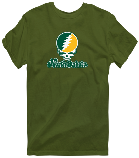 North Dakota Stealie Premium Unisex T-Shirt — Design: North Dakota State University — Military Green