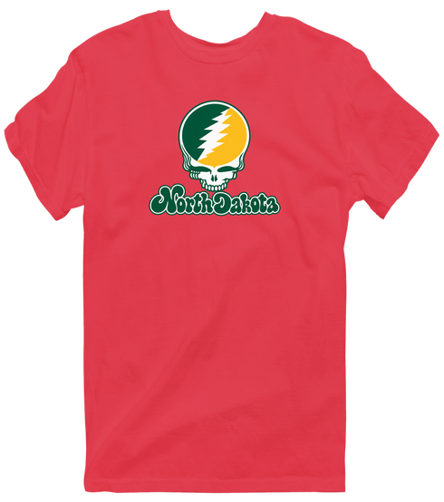 North Dakota Stealie Premium Unisex T-Shirt — Design: North Dakota State University — Heather Red