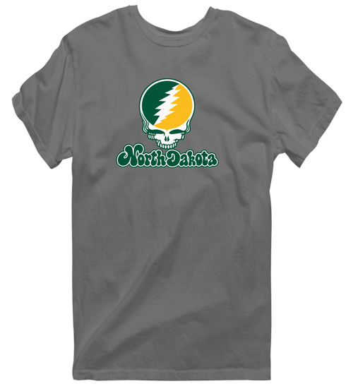 North Dakota Stealie Premium Unisex T-Shirt — Design: North Dakota State University — Charcoal