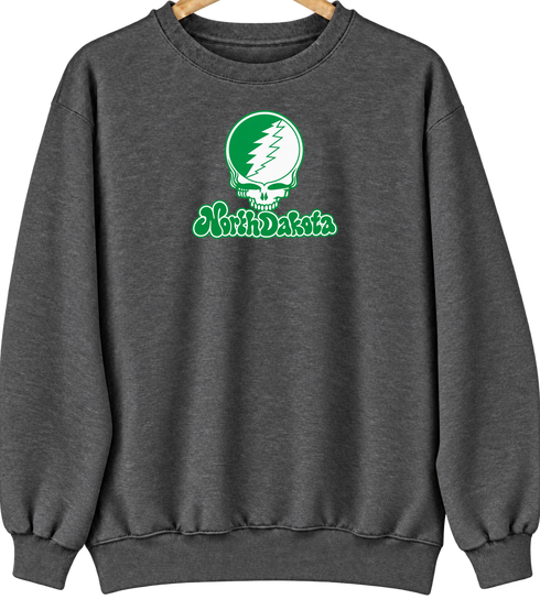 North Dakota Stealie Premium Unisex Crewneck — Design: North Dakota University of — Dark Heather