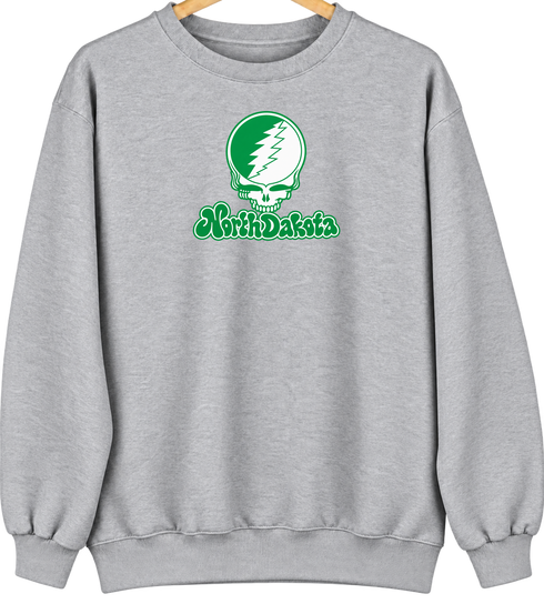North Dakota Stealie Premium Unisex Crewneck — Design: North Dakota University of — Sport Grey
