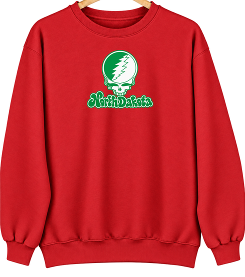 North Dakota Stealie Premium Unisex Crewneck — Design: North Dakota University of — Red