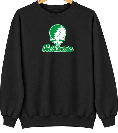 North Dakota Stealie Premium Unisex Crewneck — Design: North Dakota University of — Black