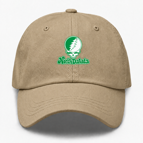 North Dakota Stealie Premium Unisex Dad Hat — Design: North Dakota University of — Khaki