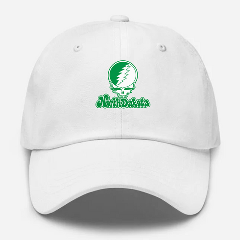 North Dakota Stealie Premium Unisex Dad Hat — Design: North Dakota University of — White